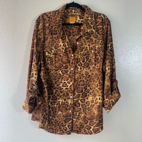 Ruby Rd. Woman brand leopard blouse top. - Picture 2 of 6